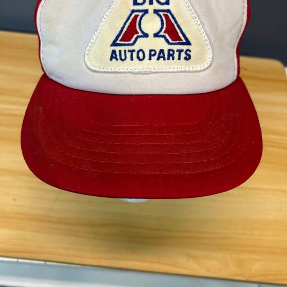 Vintage Big A Auto Parts Trucker Hat Red White Mesh Snapback Cap USA Patch - Picture 6 of 7